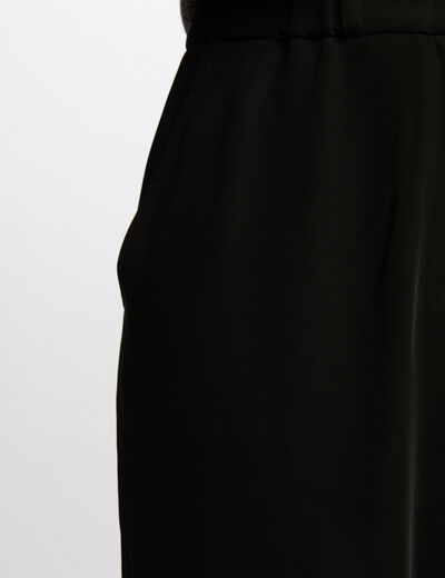 Pantalon large taille haute noir femme