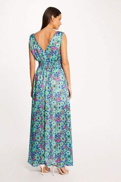 Lange jurk met bloemenprint meerkleurig vrouw