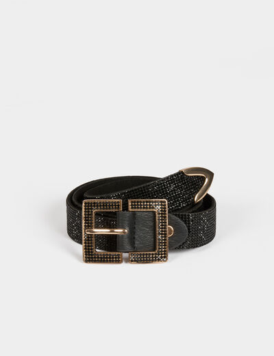 Ceinture avec strass noir femme