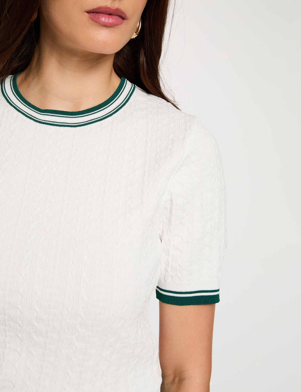 Fijne trui met korte mouwen groen vrouw