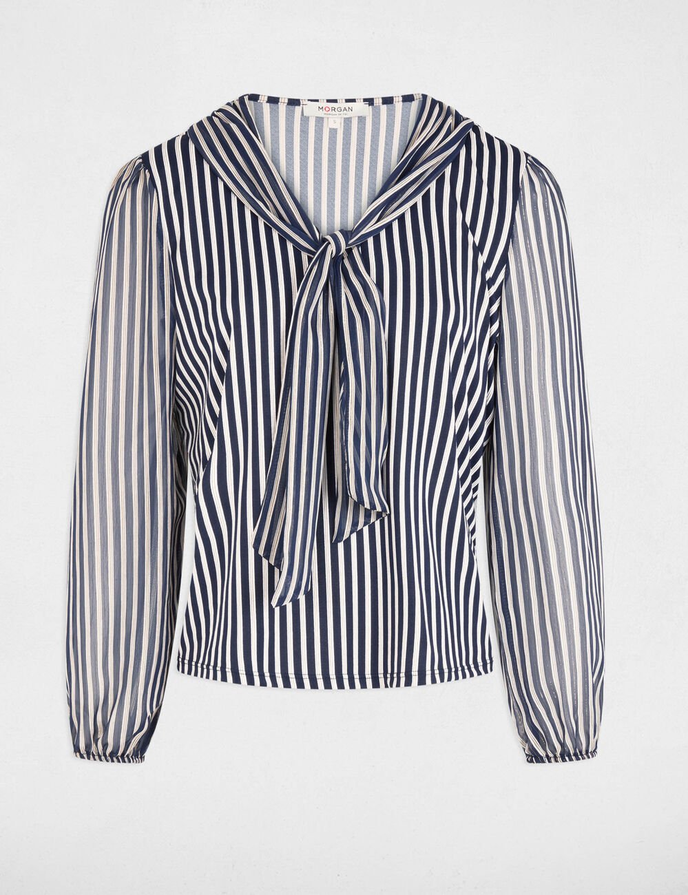 T-shirt met lavalli&egrave;rekraag helder wit vrouw