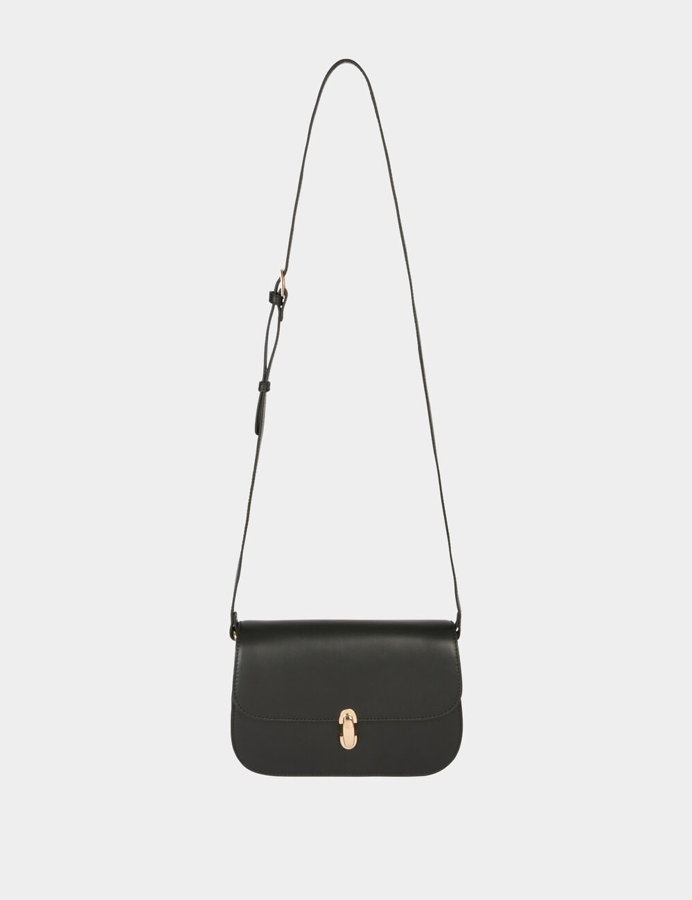 Sac bo&icirc;te bandouli&egrave;re en cuir noir femme