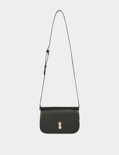 Sac bo&icirc;te bandouli&egrave;re en cuir noir femme