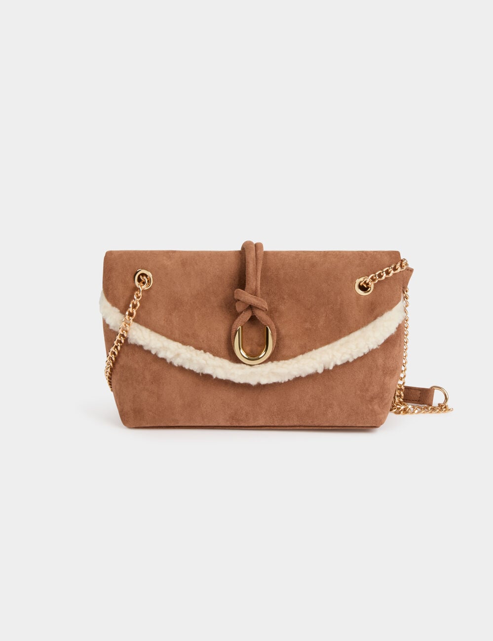 Su&egrave;de schoudertas camel vrouw