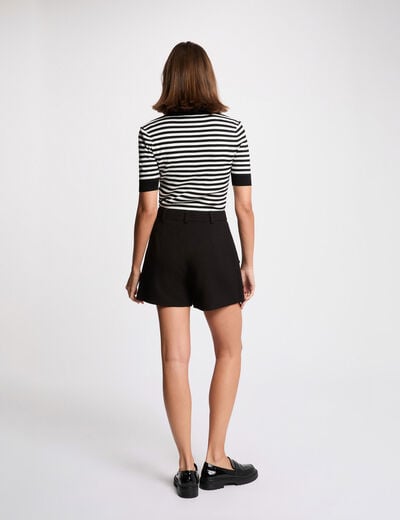 Pull ray&eacute; manches courtes blanc femme