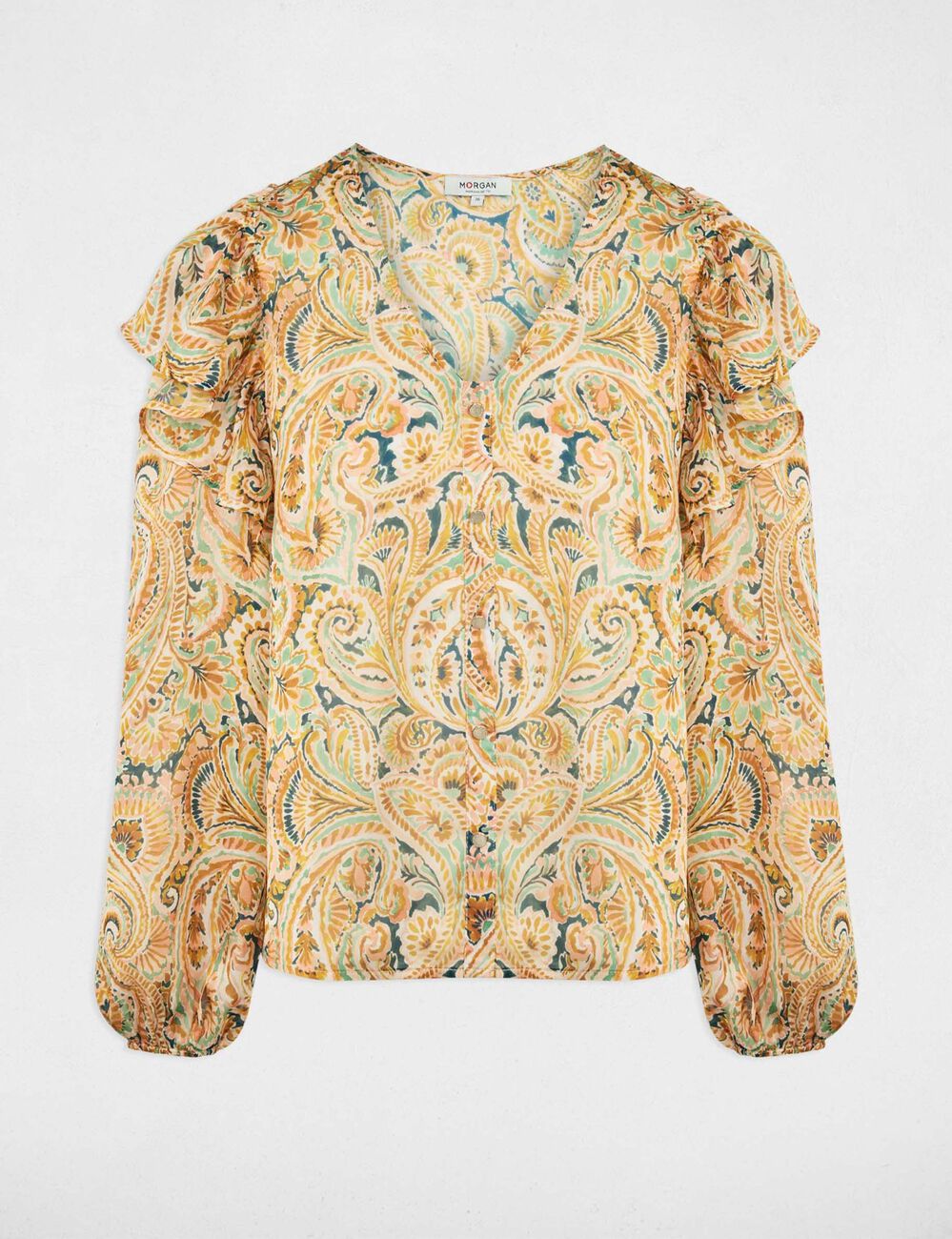 Getailleerd V-hals overhemd meerkleurig vrouw