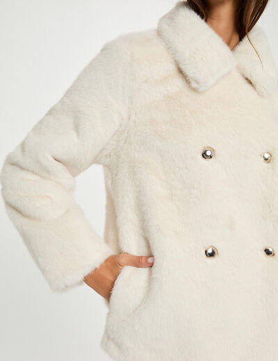 rechte jas met knopen ivoor vrouw Rechte jas met knopen ivoor vrouw