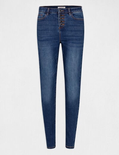 Slim-fit jeans met standaard 7/8-taille ruw denim vrouw