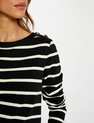 T-shirt imprimé manches longues noir femme