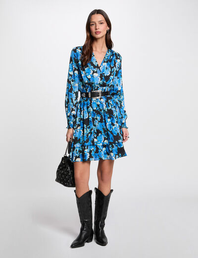 Robe courte cintrée imprimée multicolore femme