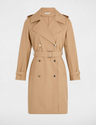 lange trenchcoat met ceintuur beige vrouw Lange trenchcoat met ceintuur beige vrouw