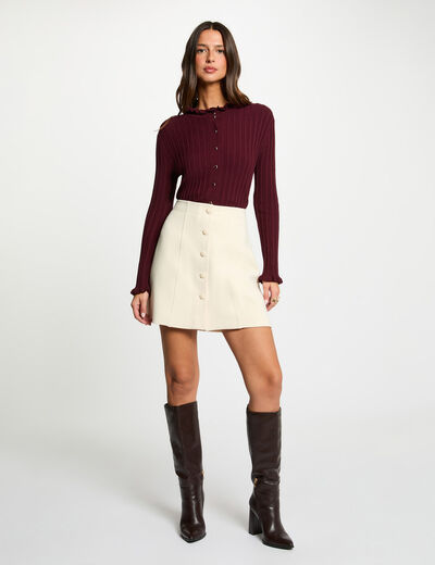 Jupe courte ajust&eacute;e creme femme