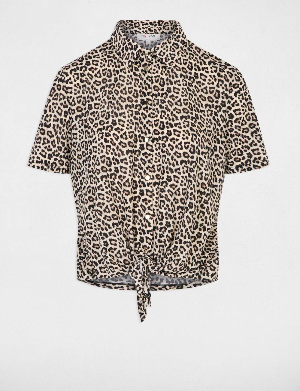 Geknoopte blouse met reverskraag meerkleurig vrouw