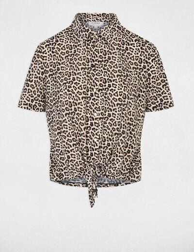 Geknoopte blouse met reverskraag meerkleurig vrouw
