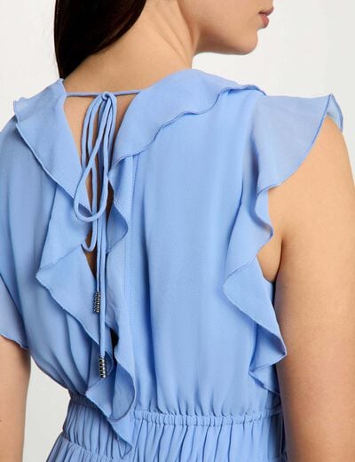 Robe longue col v bleu lavande femme