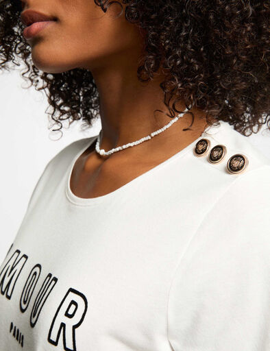 t shirt a inscription blanc femme T-shirt à inscription blanc femme