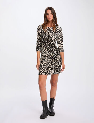 Robe ajustée manches longues multicolore femme