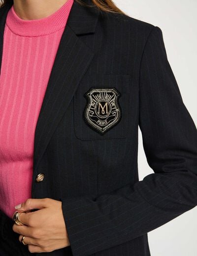 Gestreepte rechte blazer marineblauw vrouw