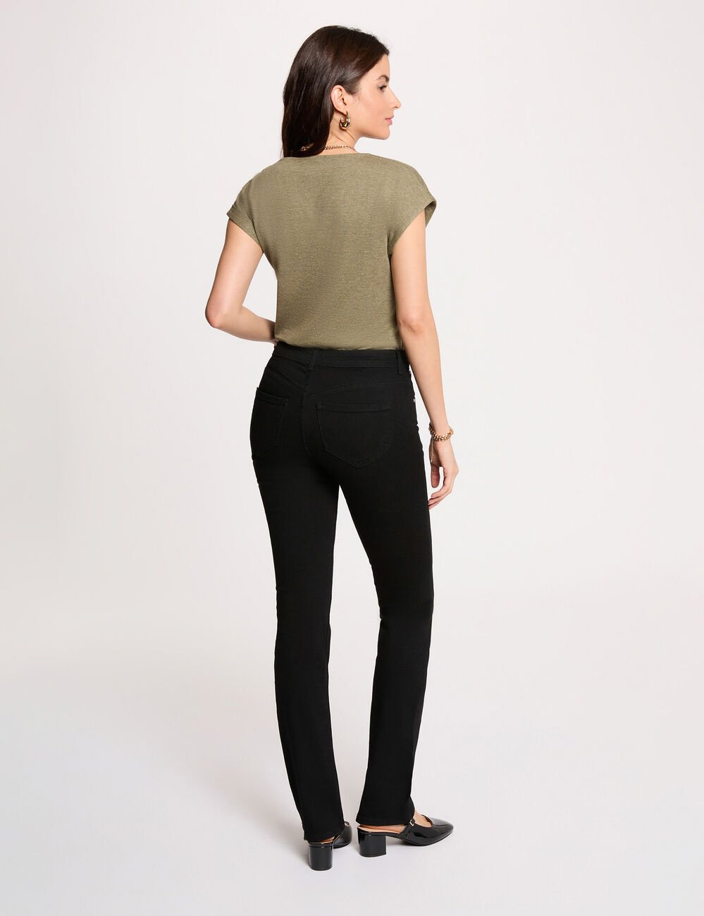 T-shirt manches courtes vert kaki femme