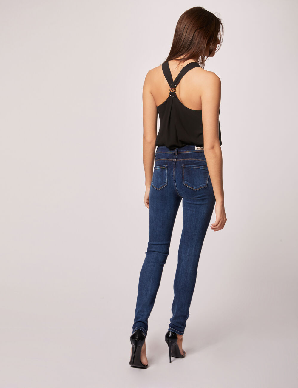 Jeans slim standaard-taille met zakken jean stone vrouw