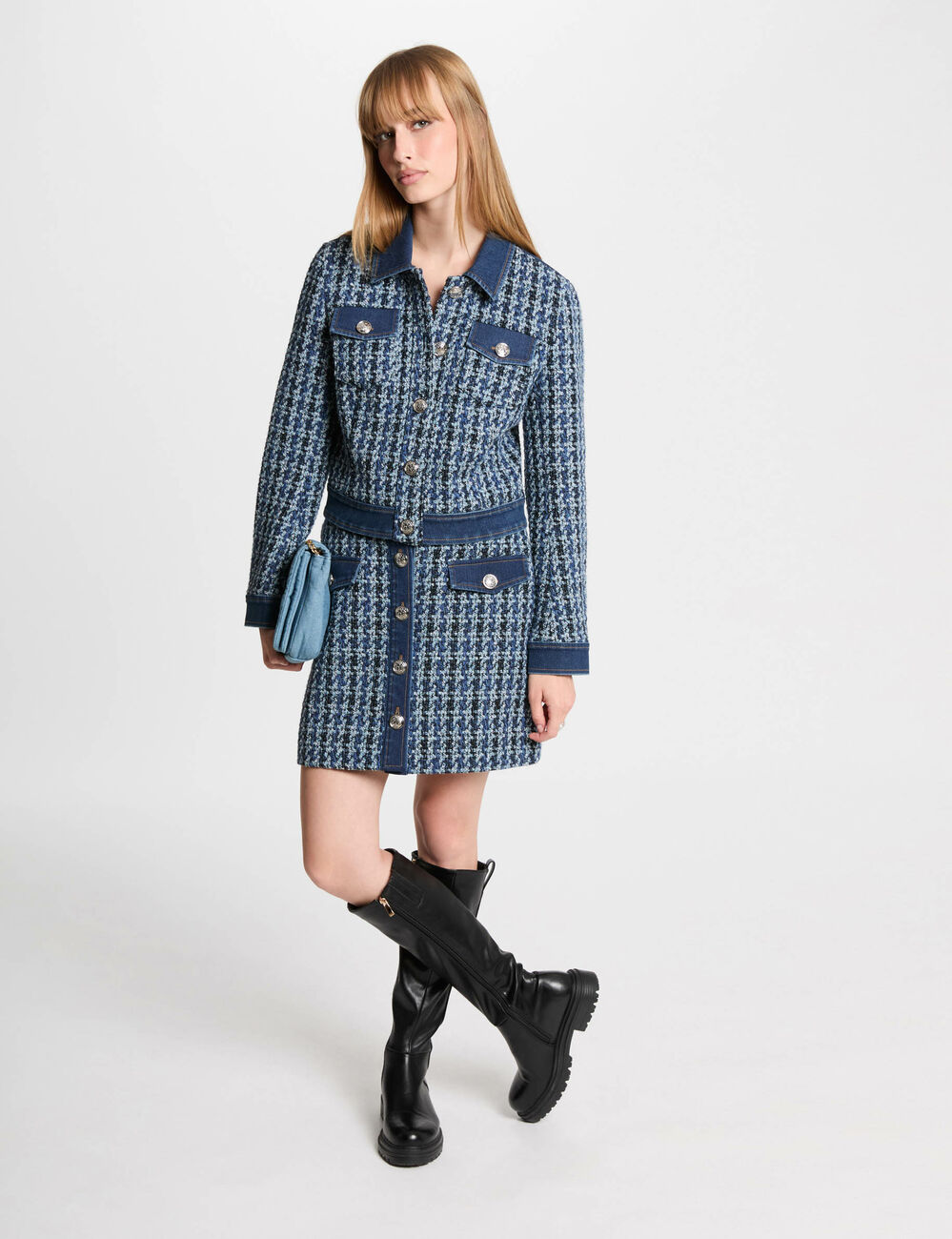 Korte tweed rok meerkleurig vrouw