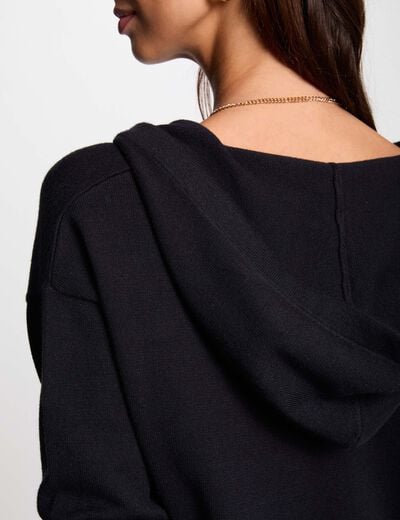 V-hals capuchontrui marineblauw vrouw