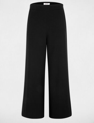 Pantacourt large taille haute noir femme