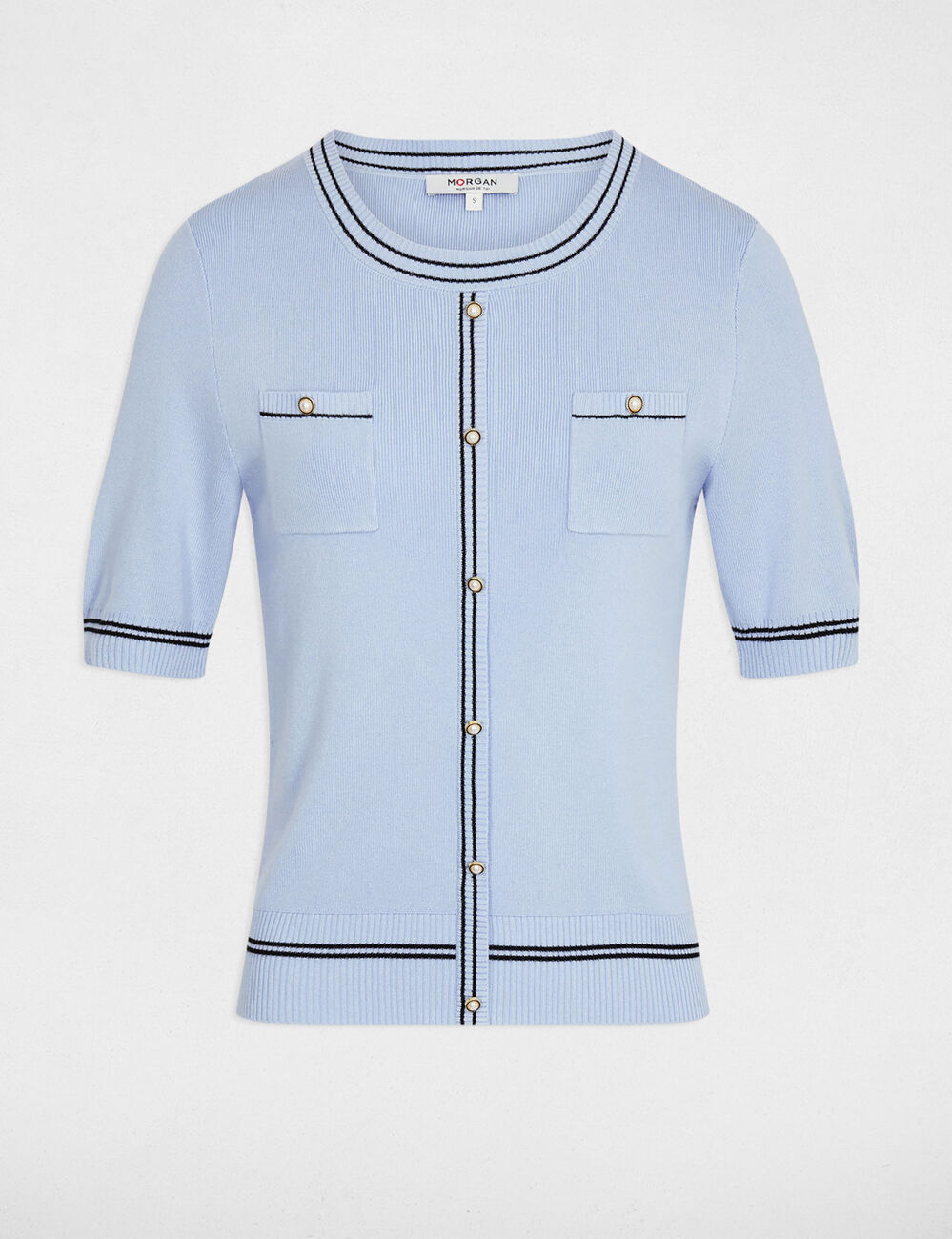 Gilet ajust&eacute; manches courtes bleu ciel femme