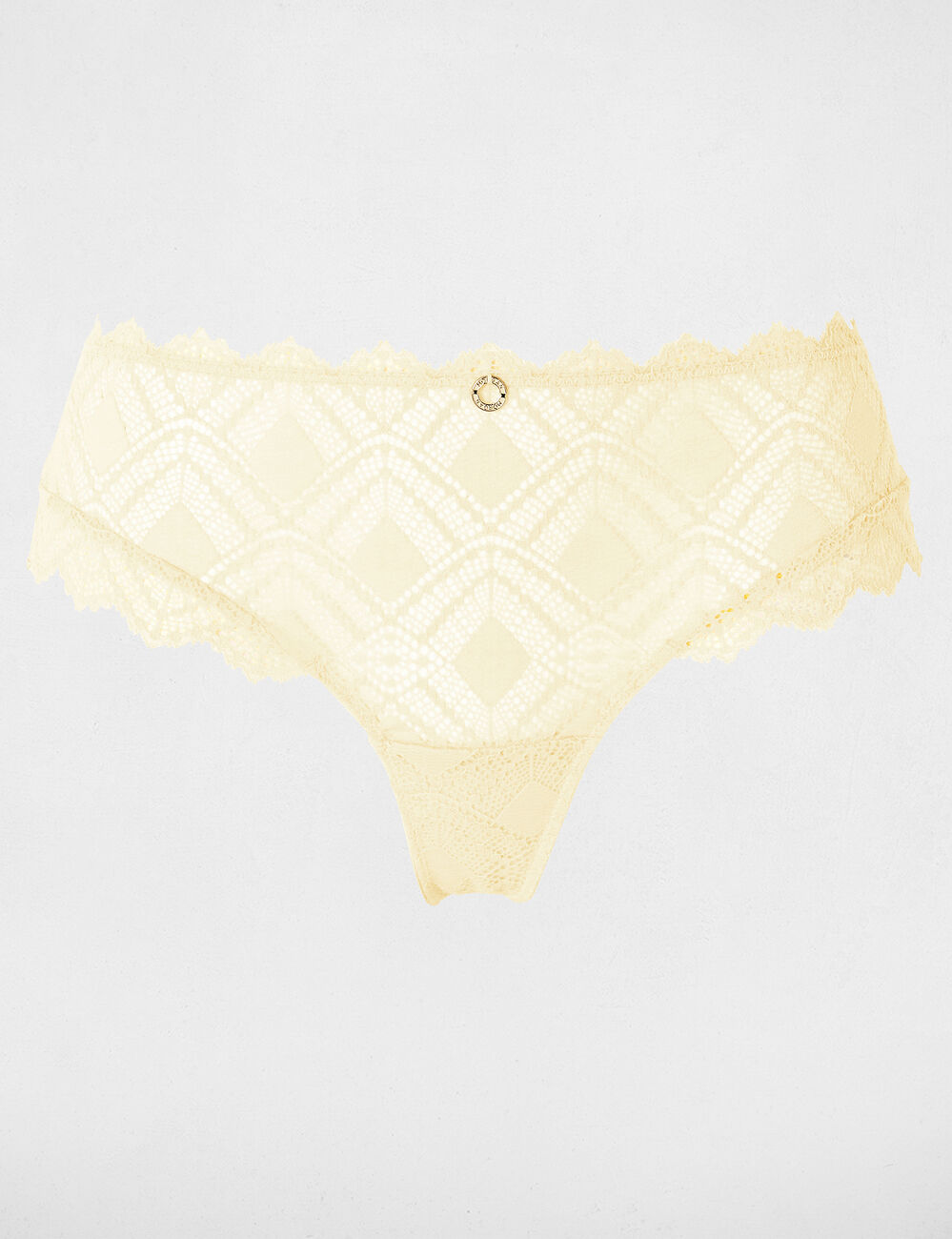 Shorty dentelle jaune femme