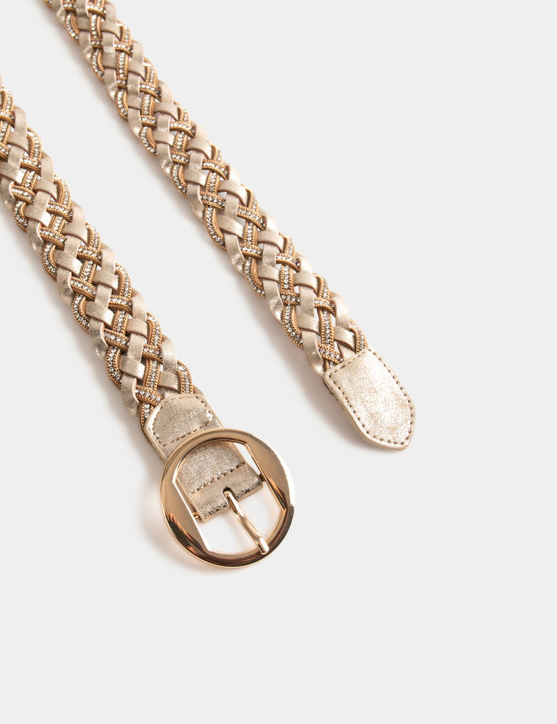 gevlochten riem met strass goudgeel vrouw Gevlochten riem met strass goudgeel vrouw