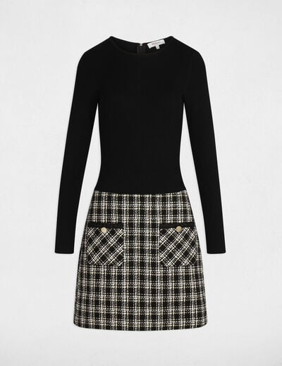 Robe courte ajustée noir femme