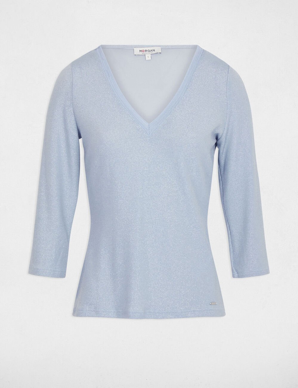 T-shirt manches 3/4 bleu ciel femme