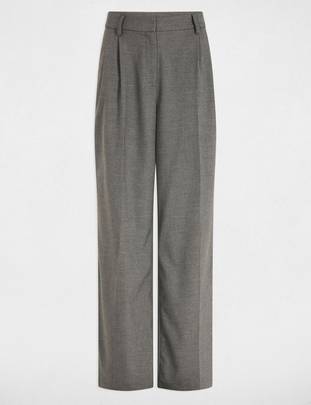 Wijde pantalon met plooien gris clair vrouw