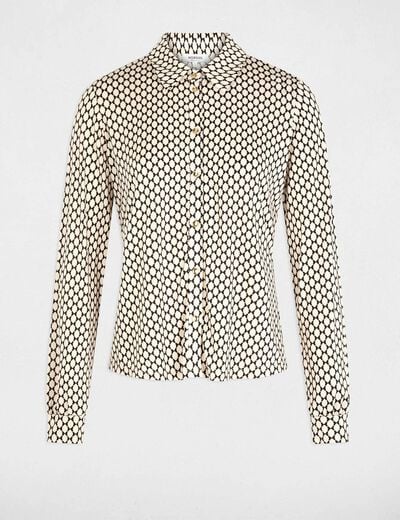 Rechte blouse met reverskraag zwart vrouw