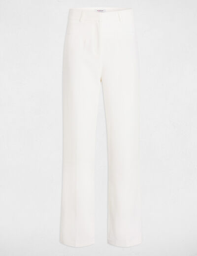 Rechte broek met plooitjes helder wit vrouw