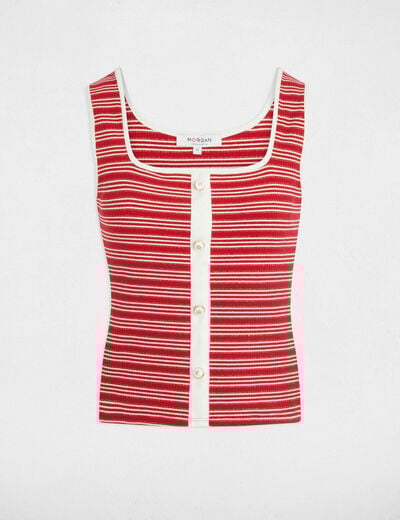 Gestreepte mouwloze tanktop helder wit vrouw