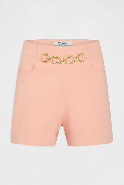 Short city droit avec ornement rose moyen femme