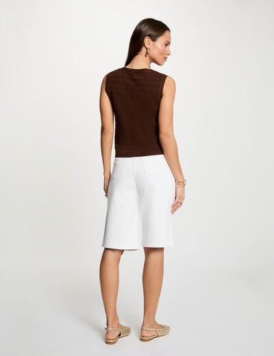 Getailleerd vest met V-hals donker bruin vrouw