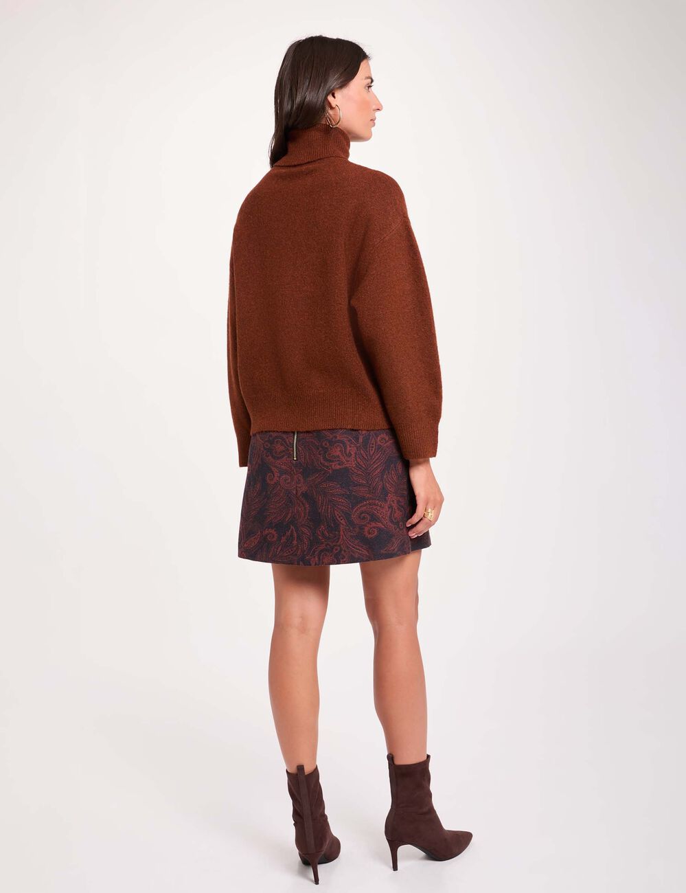 Jupe courte taille haute multicolore femme