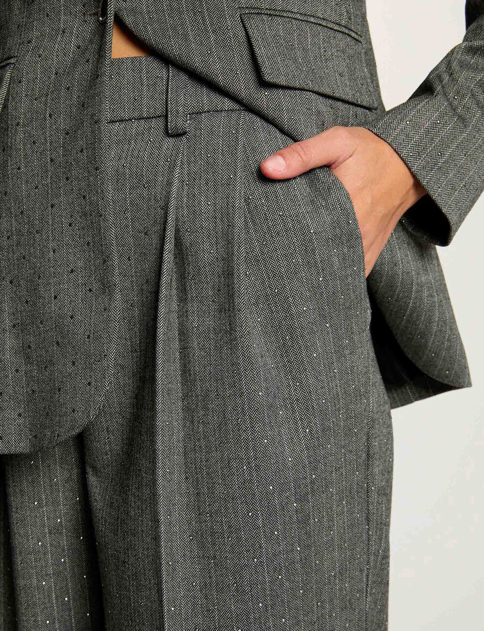 pantalon droit a rayures gris moyen femme Pantalon droit à rayures gris moyen femme