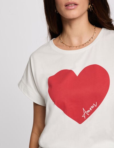 T-shirt droit inscription blanc femme