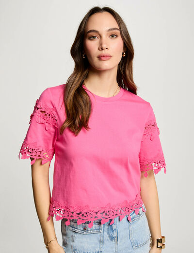 T-shirt manches courtes rose femme