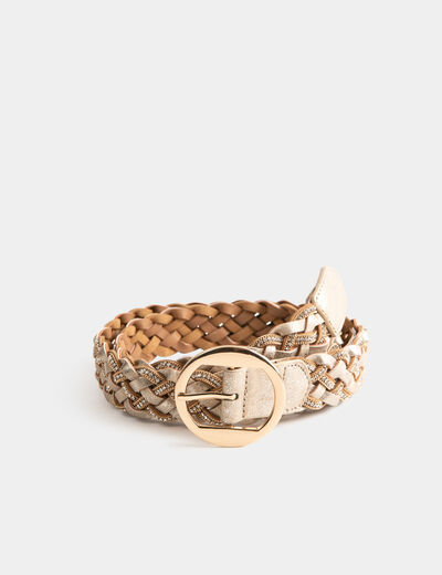 Ceinture tressée avec strass jaune or femme