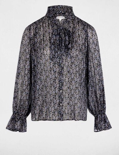 Vloeiende blouse met V-hals meerkleurig vrouw