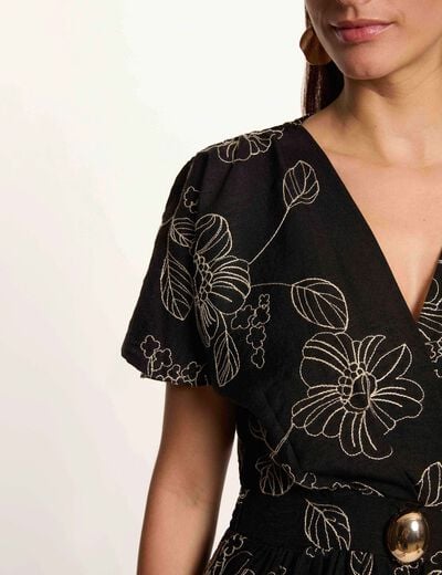 Lange jurk met borduursel meerkleurig vrouw