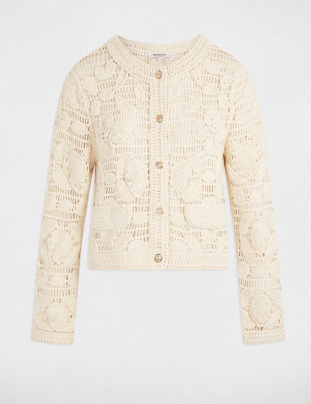 Gilet manches longues ivoire femme