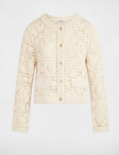 Gilet manches longues ivoire femme