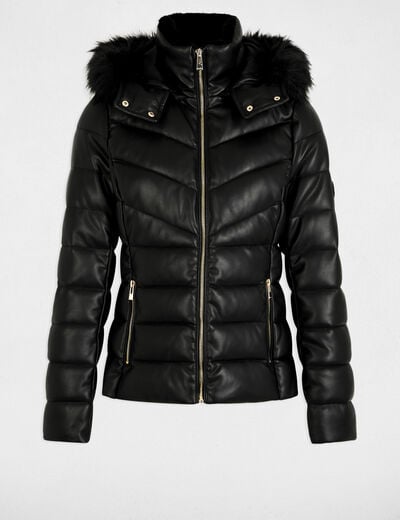 Getailleerde leren look jas zwart vrouw