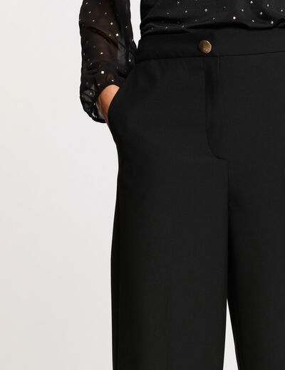 Pantalon large taille haute noir femme