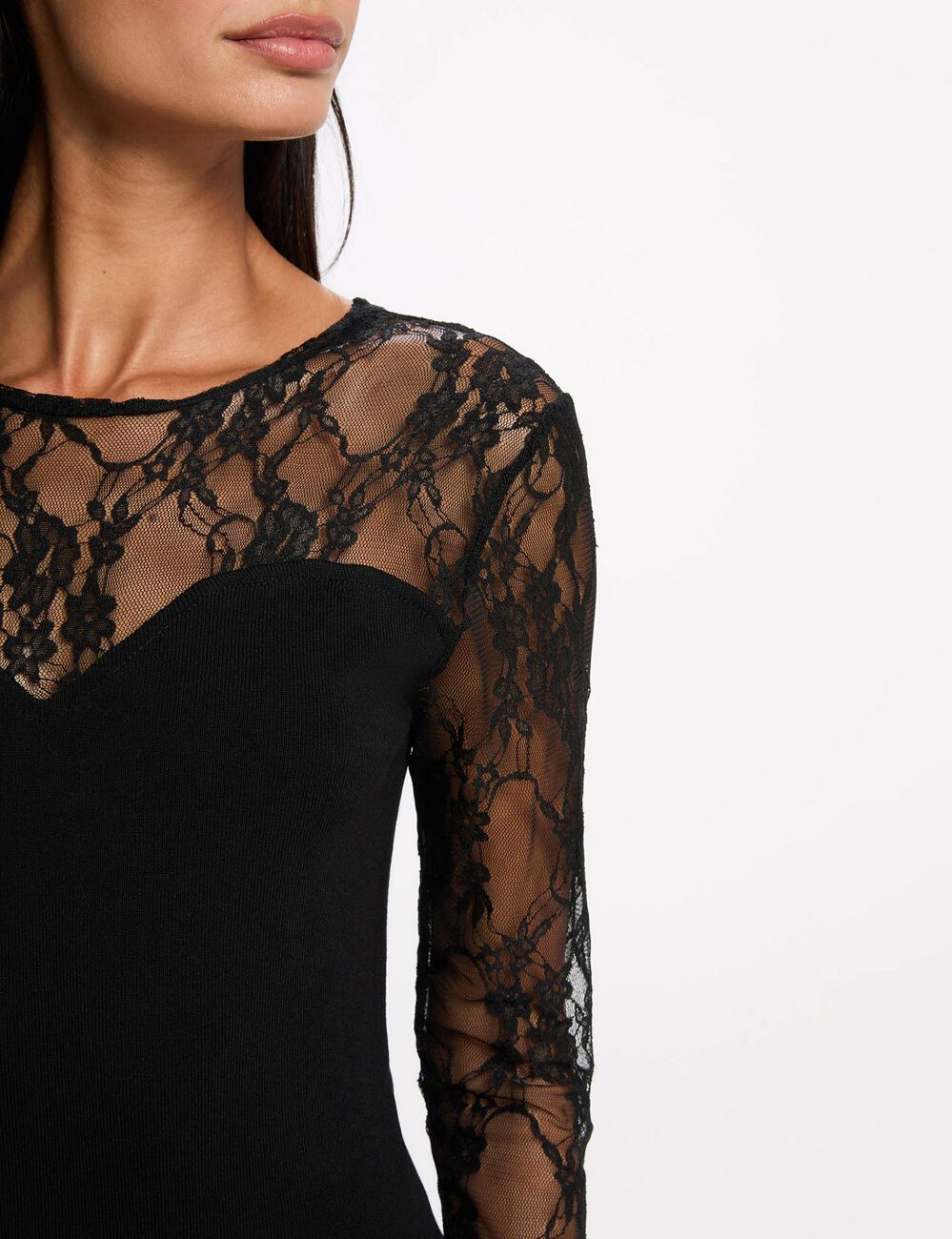 Body kant ronde hals zwart vrouw
